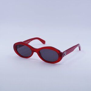 Off-White OERI13G EDISON 2507 Sunglasses Red Oval Frame, Grey Lenses
